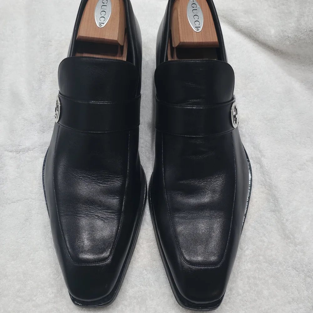 Gucci Black Leather Men’s Slip-On Loafers